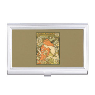 L'Ermitage French Nouveau Woman in Field of Flower Business Card Case