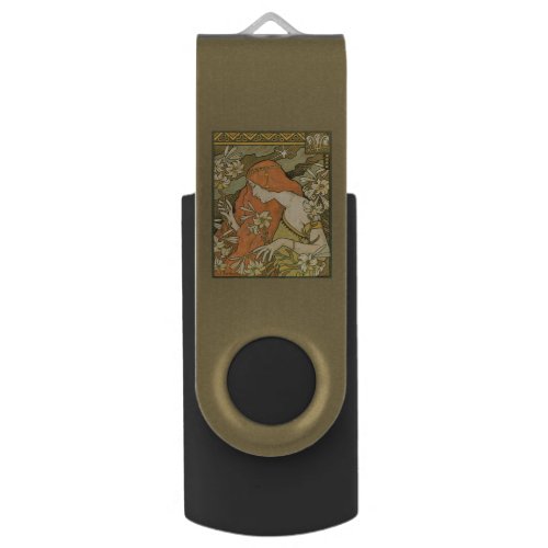 LErmitage French Nouveau Woman in Field of Flower Flash Drive