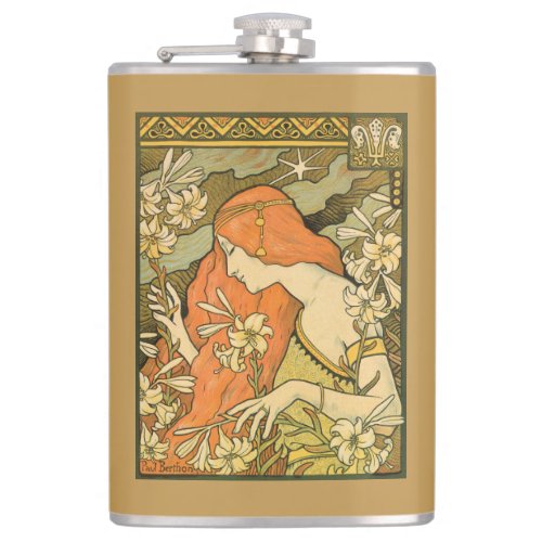 LErmitage French Nouveau Woman in Field of Flower Flask
