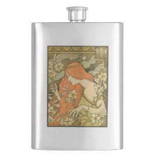 L'Ermitage French Nouveau Woman in Field of Flower Flask