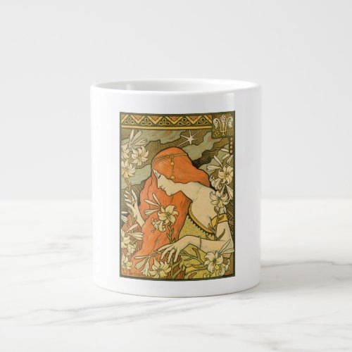 LErmitage French Nouveau Woman in Field of Flower Giant Coffee Mug