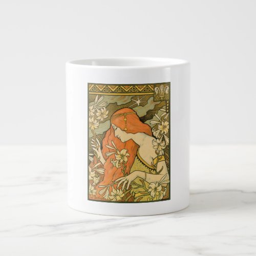 LErmitage French Nouveau Woman in Field of Flower Giant Coffee Mug