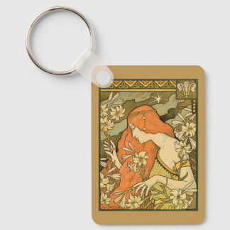 L'Ermitage French Nouveau Woman in Field of Flower Keychain