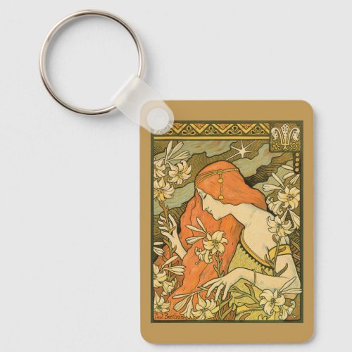 LErmitage French Nouveau Woman in Field of Flower Keychain