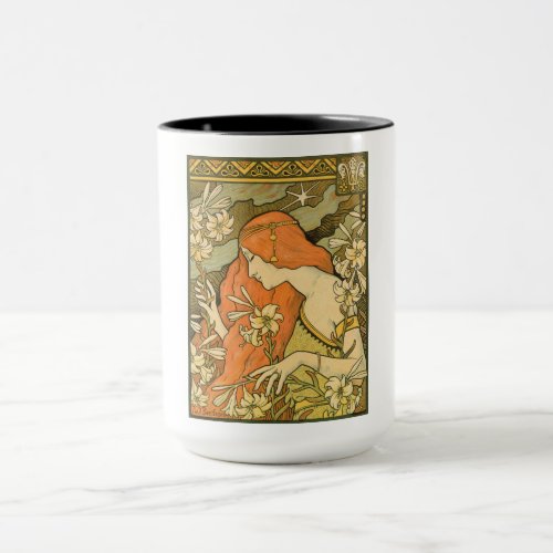 LErmitage French Nouveau Woman in Field of Flower Mug