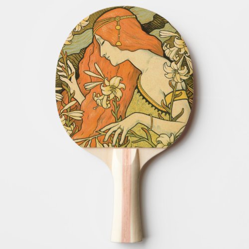 LErmitage French Nouveau Woman in Field of Flower Ping Pong Paddle