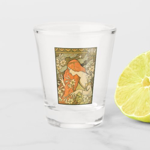 LErmitage French Nouveau Woman in Field of Flower Shot Glass