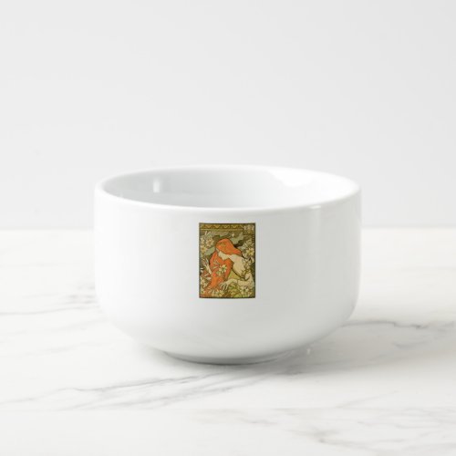 LErmitage French Nouveau Woman in Field of Flower Soup Mug