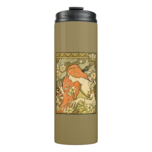 LErmitage French Nouveau Woman in Field of Flower Thermal Tumbler