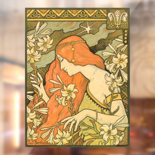 LErmitage French Nouveau Woman in Field of Flower Window Cling