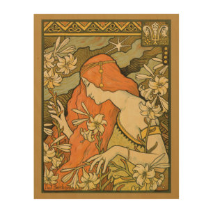L'Ermitage French Nouveau Woman in Field of Flower Wood Wall Art