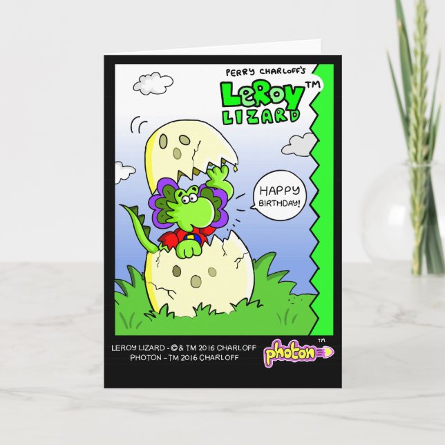 LeRoy Lizard Happy Birthday Greeting Card (Front)