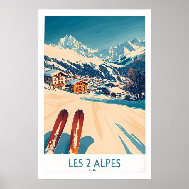 Les 2 Alpes Ski Poster Print 1 (Front)