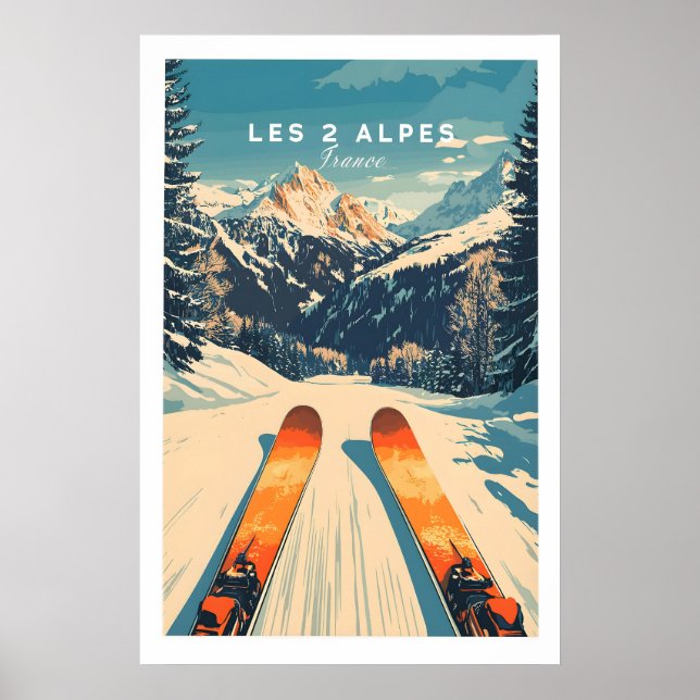 Les 2 Alpes Wall Art Ski Poster 1 (Front)