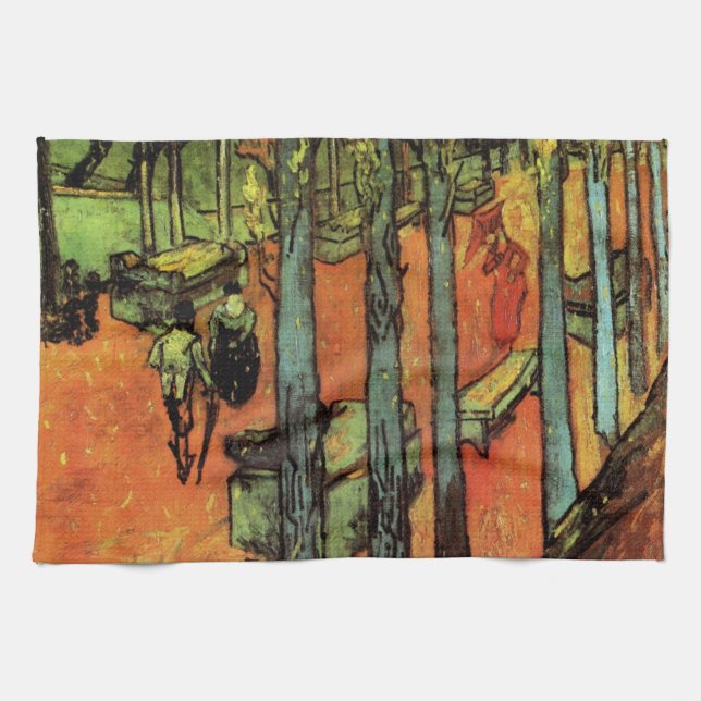 Les Alyscamps, Autumn Leaves by Vincent van Gogh Kitchen Towel (Horizontal)