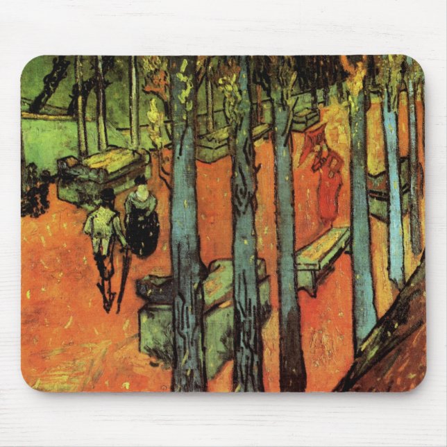 Les Alyscamps, Autumn Leaves by Vincent van Gogh Mouse Pad (Front)