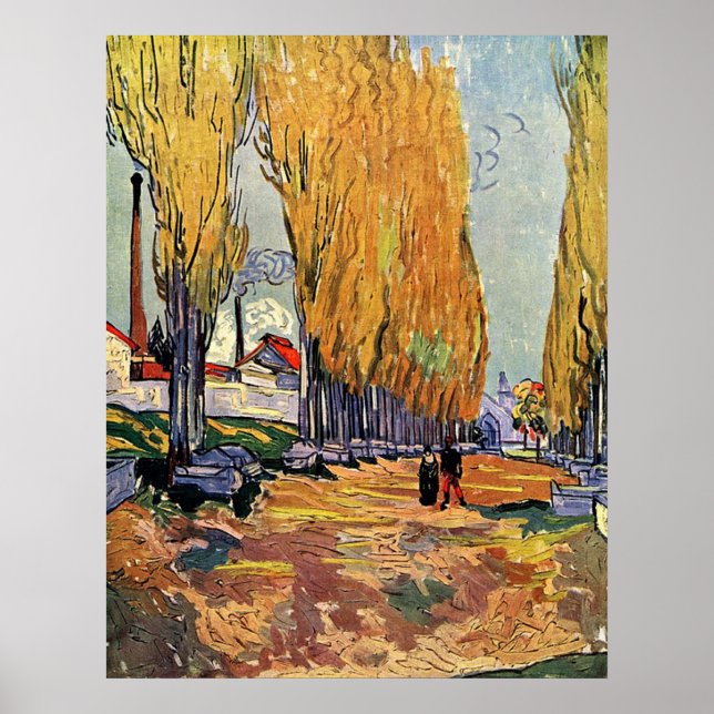 Les Alyscamps by Van Gogh. Autumn landscape Poster (Front)