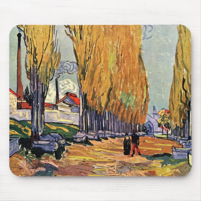 Les Alyscamps (Cemetery) by Vincent van Gogh Mouse Pad (Front)