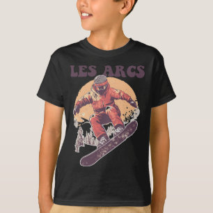 Les Arcs France Retro Snowboard T-Shirt