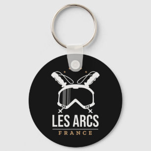 Les Arcs France Ski Resort Vintage Skiing Snowboar Keychain
