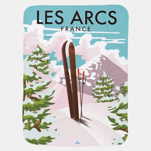 Les Arcs France travel ski Baby Blanket (Back)