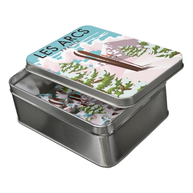 Les Arcs France travel ski Jigsaw Puzzle (Lid Open)
