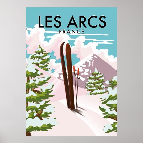 Les Arcs France travel ski Poster