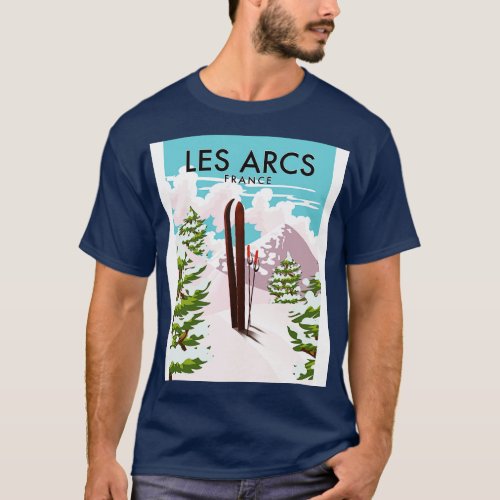 Les Arcs France travel ski poster T_Shirt