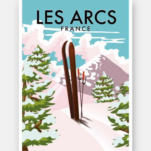 Les Arcs France travel ski Sticker