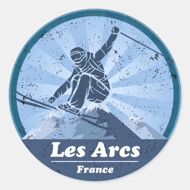Les Arcs Ski resort - Skiing Classic Round Sticker (Front)