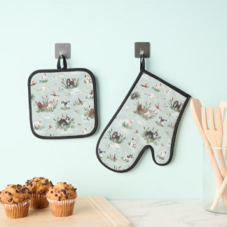 LES BARBETS OVEN MITT & POT HOLDER SET