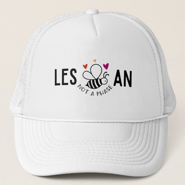 LES-Bee-AN Pride– Not a Phase Lesbian Flag & Bee Trucker Hat (Front)