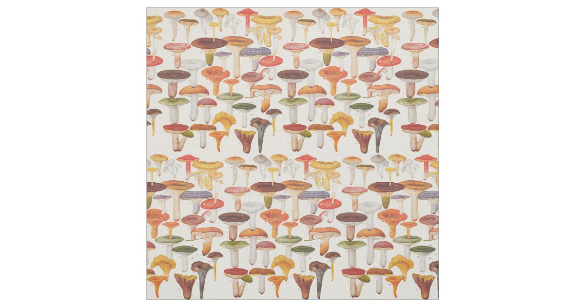 Les Champignons Mushrooms Fabric | Zazzle.com
