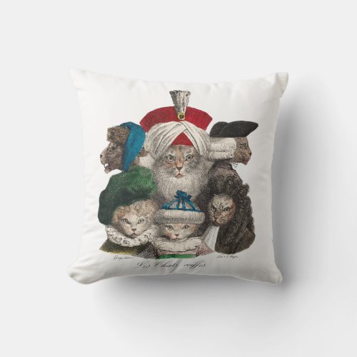 Les Chats Coiffs Throw Pillow
