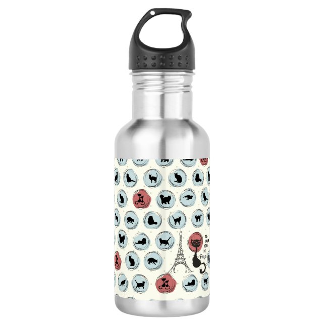 Les Chats Noirs de Paris Water Bottle (Front)