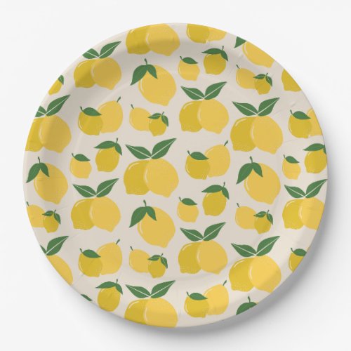 Les Citrons 01 Retro Lemon Abstract Lemons Paper Plates