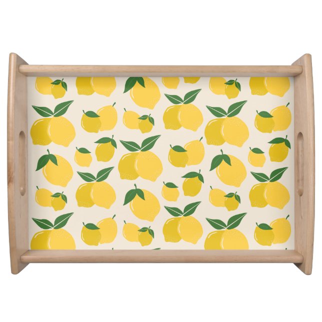 Les Citrons 01 Retro Lemon Abstract Lemons Serving Tray (Front)