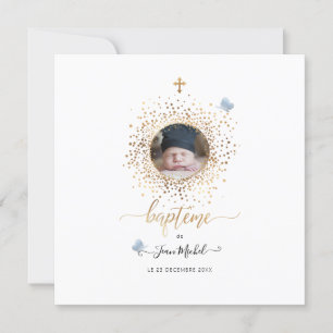 Les Confettis d'or Faire-part de Baptême Invitation