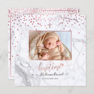 Les confettis d'or rose Faire-part de Baptême Invitation