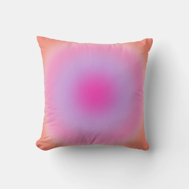 Les Couleurs 01 Orange And Pink Gradient Aura Throw Pillow (Front)
