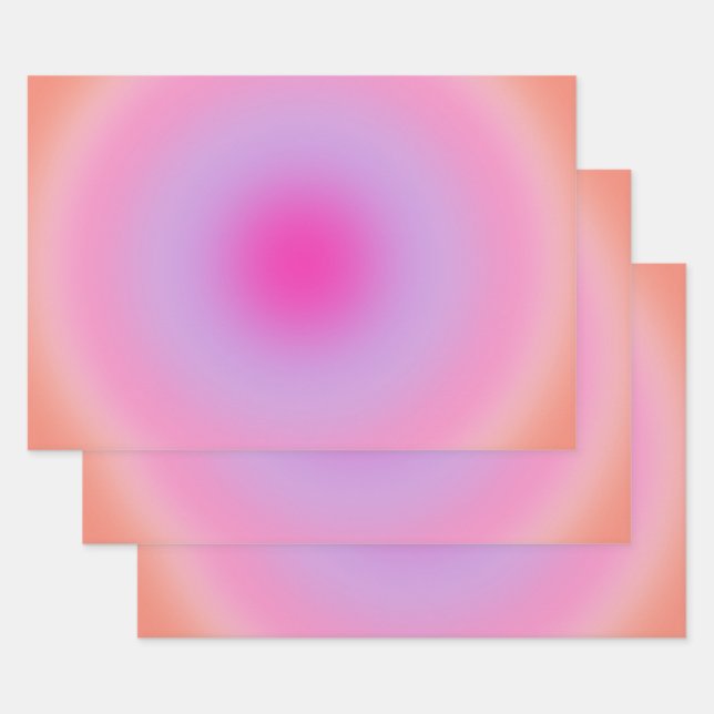 Les Couleurs 01 Orange And Pink Gradient Aura Wrapping Paper Sheets (Set)