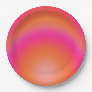Les Couleurs 03 Hot Pink And Orange Gradient Aura Paper Plates