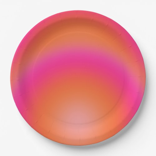 Les Couleurs 03 Hot Pink And Orange Gradient Aura Paper Plates