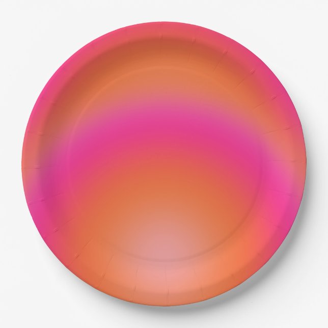 Les Couleurs 03 Hot Pink And Orange Gradient Aura Paper Plates (Front)