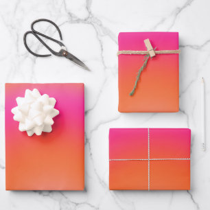 Les Couleurs 03 Hot Pink And Orange Gradient Aura Wrapping Paper Sheets