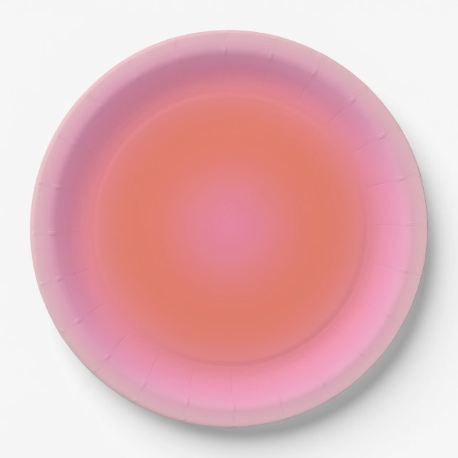 Les Couleurs 04 Neutral Pink And Orange Gradient Paper Plates (Front)