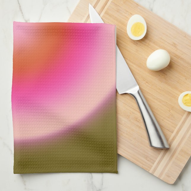 Les Couleurs 05 Gradient Olive And Pink Aura Kitchen Towel (Quarter Fold)
