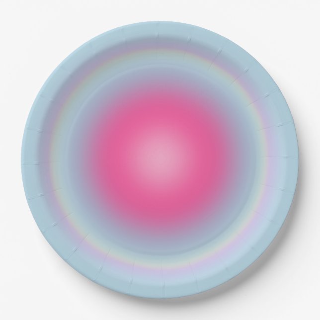 Les Couleurs 08 Gradient Pink And Blue Aura Paper Plates (Front)
