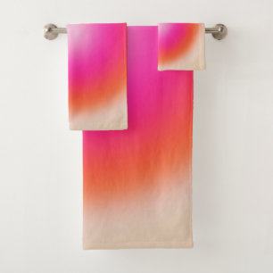 Les Couleurs 12 Orange And Pink Gradient Bath Towel Set