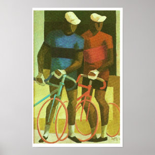 Les Deux Cyclistes - Two Cyclists 1969 Oil Paintin Poster